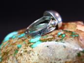 Atq "Navajo Pearl" Face Arrows Stamped Silver Ring  c.1935～