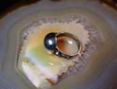 Atq "Navajo Pearl" Face Arrows Stamped Silver Ring  c.1935～