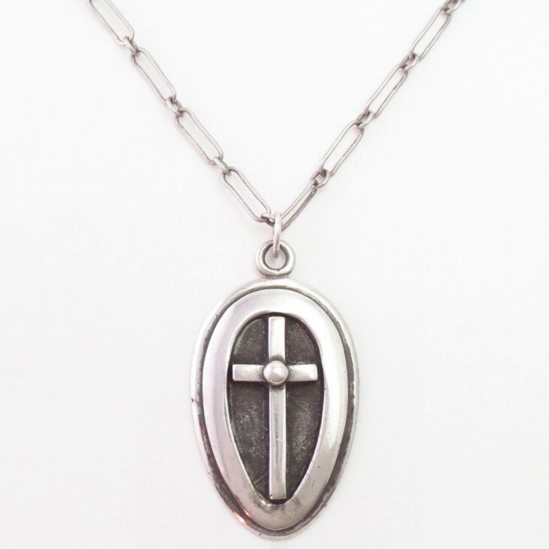 【Lewis Lomay】Hopi Vtg Cross Overlay Pendant/Necklace c.1960～