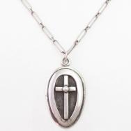 【Lewis Lomay】Hopi Vtg Cross Overlay Pendant/Necklace c.1960～
