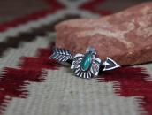 Atq Navajo Stamped Arrow & T-bird Pin w/Turquoise  c.1930～