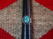 Vintage Split Shank Silver Ring w/Old Gem Turquoise  c.1945～