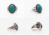Vintage Split Shank Silver Ring w/Old Gem Turquoise  c.1945～