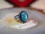 Vintage Split Shank Silver Ring w/Old Gem Turquoise  c.1945～