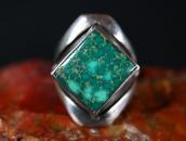 【Joe Chee】Navajo Mens Silver Ring w/Rhombus Turquoise c.1965