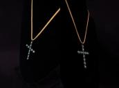 Vtg Zuni Eleven Turquoise & Silver Cross Fob Necklace c.1960