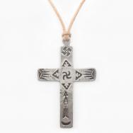 【Arrow Novelty】卍 & Arrow Stamped Cross Top Necklace c.1925～