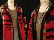 Vtg 【BELL TRADING】 Silver Cross Fob Necklace w/Beads  c.1940