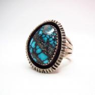 OLDPAWN Silver Ring w/Spiderweb TQ  c.1970～