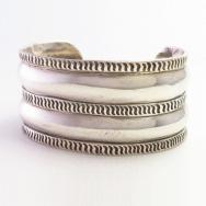 Antique Navajo Double Reposed Ingot Silver Wide Cuff c.1930～