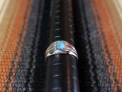 Vtg Navajo Cast Silver Men's Ring w/Bisbee Turquoise c.1965～