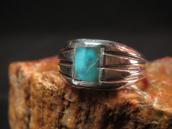 Vtg Navajo Cast Silver Men's Ring w/Bisbee Turquoise c.1965～