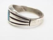 Vtg Navajo Cast Silver Men's Ring w/Bisbee Turquoise c.1965～