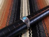 Vtg Navajo Cast Silver Men's Ring w/Bisbee Turquoise c.1965～