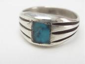 Vtg Navajo Cast Silver Men's Ring w/Bisbee Turquoise c.1965～