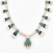 Antique Kewa/Santo Domingo Three Tone T-bird Necklace c.1930