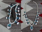 Antique Kewa/Santo Domingo Three Tone T-bird Necklace c.1930