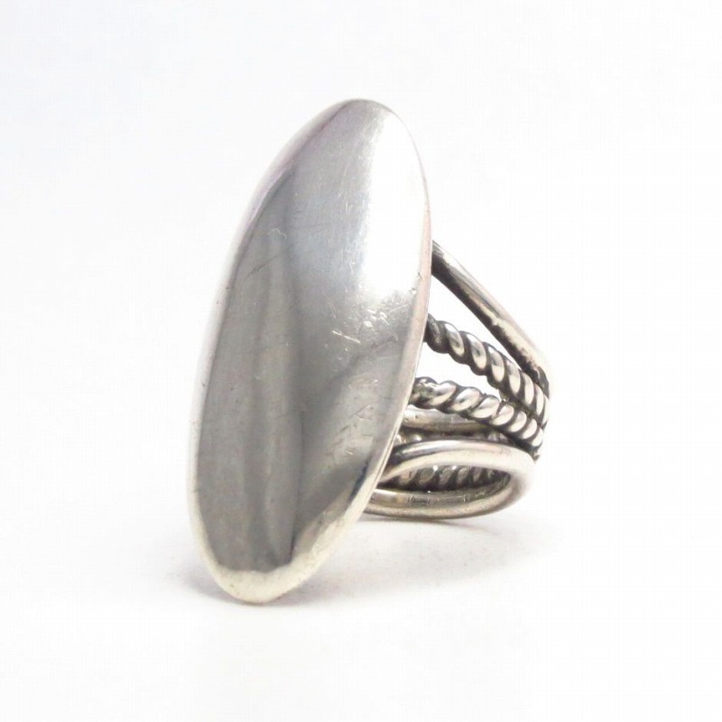 【Lewis Lomay】Hopi Vtg Hollow Form Silver Men's Ring  c.1960～