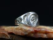 Atq Navajo Naja Repoused & 卍 Stamped Silver Worn Ring c.1930