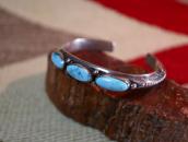 Vtg Navajo Stamped Triangle Wire Cuff w/3 Turquoise c.1950～