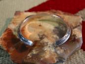 Vtg Navajo Stamped Triangle Wire Cuff w/3 Turquoise c.1950～