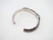 Vtg Navajo Stamped Triangle Wire Cuff w/3 Turquoise c.1950～