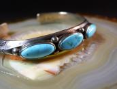 Vtg Navajo Stamped Triangle Wire Cuff w/3 Turquoise c.1950～