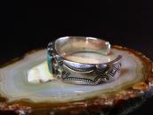 Vtg Filed & Stamped Heavy Silver Turquoise Row Cuff  c.1950
