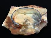 Vtg Filed & Stamped Heavy Silver Turquoise Row Cuff  c.1950