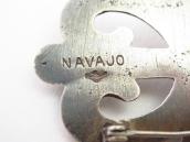 【NAVAJO GUILD】Vtg Cast Silver Pin w/Gem #8 Turquoise  c.1950