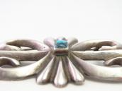 【NAVAJO GUILD】Vtg Cast Silver Pin w/Gem #8 Turquoise  c.1950