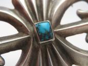 【NAVAJO GUILD】Vtg Cast Silver Pin w/Gem #8 Turquoise  c.1950