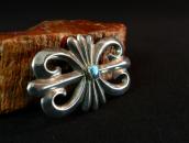【NAVAJO GUILD】Vtg Cast Silver Pin w/Gem #8 Turquoise  c.1950