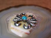 Vtg Navajo Casted Silver Pin Brooch w/Gem Turquoise  c.1950～