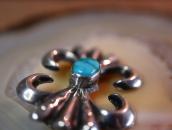 Vtg Navajo Casted Silver Pin Brooch w/Gem Turquoise  c.1950～