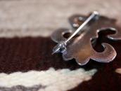 Vtg Navajo Casted Silver Pin Brooch w/Gem Turquoise  c.1950～