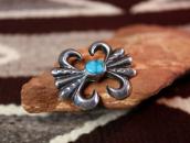 Vtg Navajo Casted Silver Pin Brooch w/Gem Turquoise  c.1950～