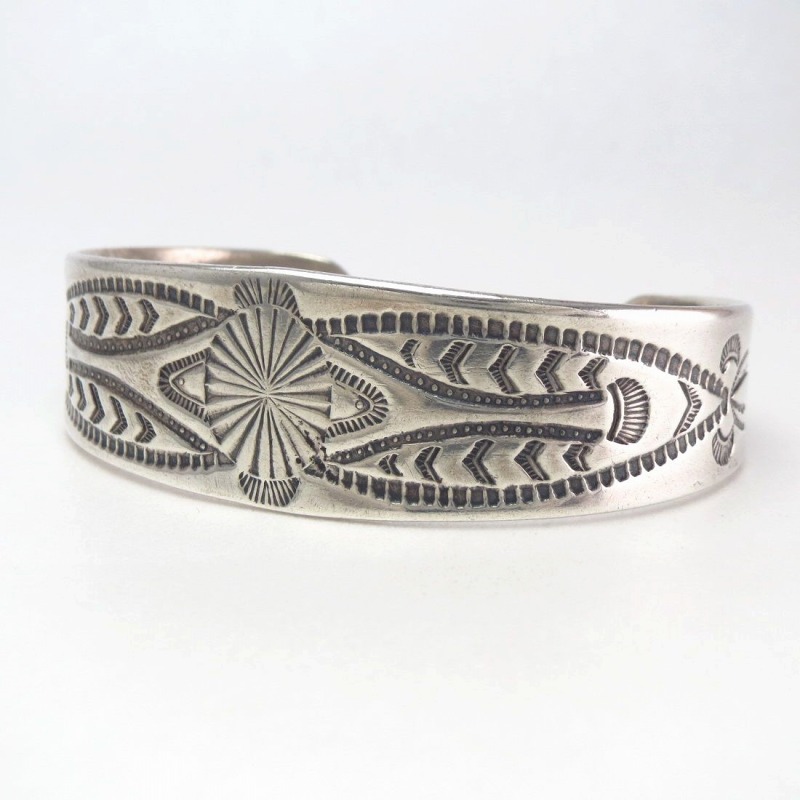 Vintage Navajo Stamped Ingot Silver Cuff Bracelet  c.1945～