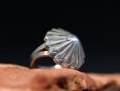 Atq Shell Concho Face Stamped Silver Tourist Ring  c.1935～