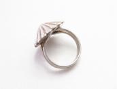 Atq Shell Concho Face Stamped Silver Tourist Ring  c.1935～