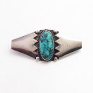 Vintage Hopi Rhombus Shape Silver Pin w/Turquoise  c.1950