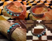 Vintage Navajo Traditional 7TQ Row Bracelet c.1950