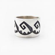 【Bernard Dawahoya】Hopi Silver Overlay Band Ring  c.1965～