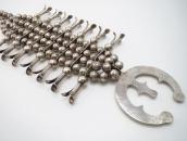 Vintage Navajo Squash Blossom Naja Necklace in Silver c.1960