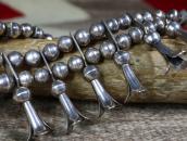 Vintage Navajo Squash Blossom Naja Necklace in Silver c.1960