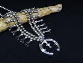 Vintage Navajo Squash Blossom Naja Necklace in Silver c.1960