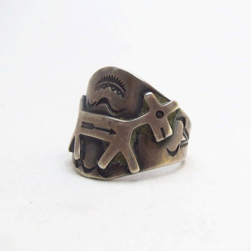 Antique Horse Applique Silver Cigar Band Ring  c.1930～