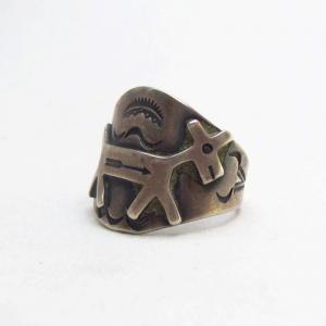 Antique Horse Applique Silver Cigar Band Ring  c.1930～