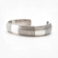 Old Navajo Lined Silver Heavy Half-Round Wire Cuff c.1980～