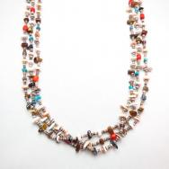Vintage Multi-color Heishi Beads 3 strand Necklace